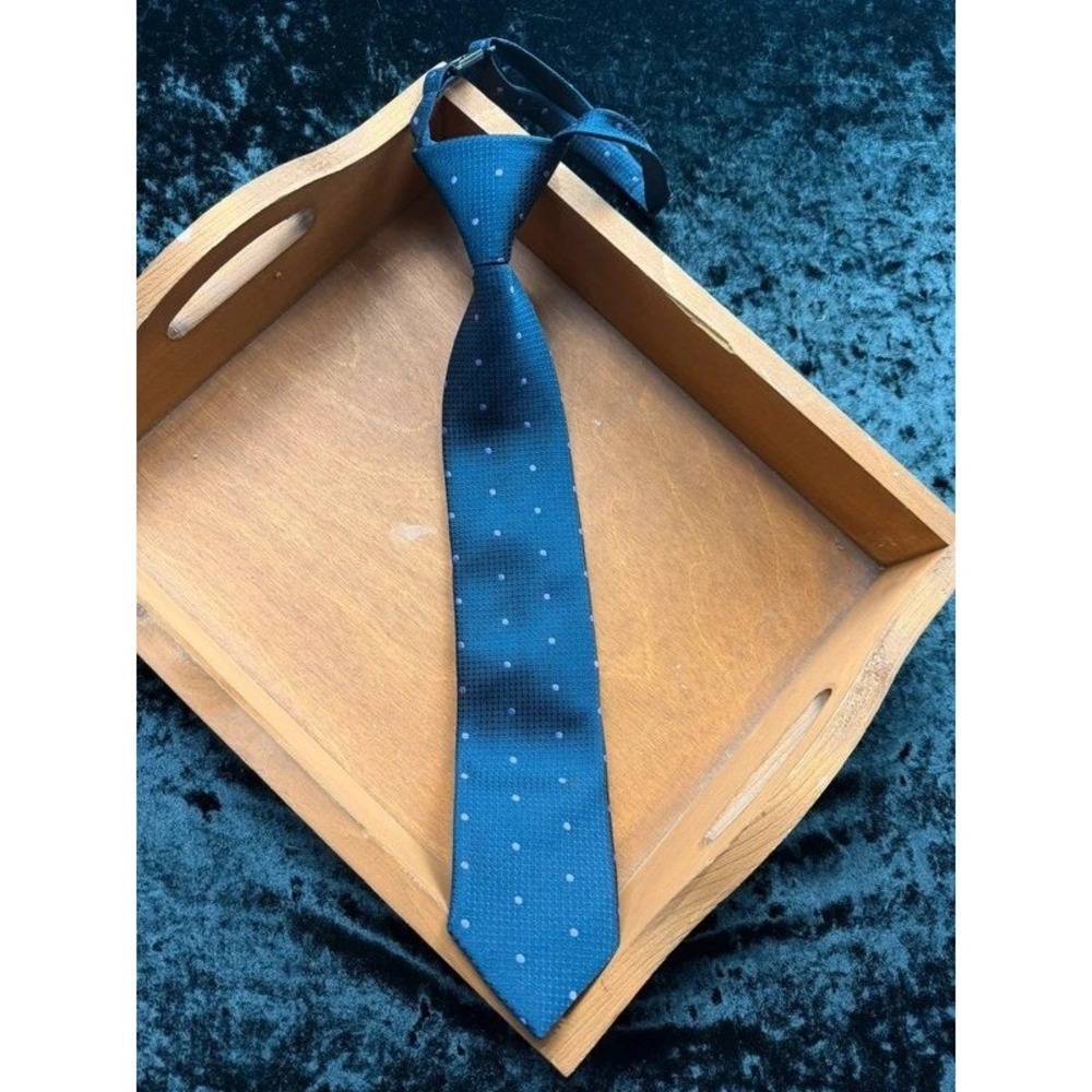 Gymboree Boys Tie 10-12 Navy Purple Polka Dot Pre-Tied Adjustable Necktie